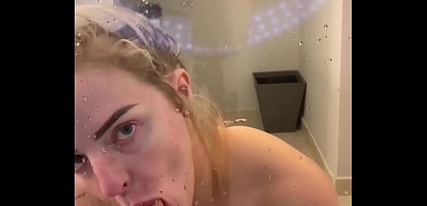  Big ass blonde teen pissing while mirror masturbating